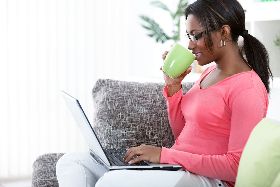 Woman working on a laptop